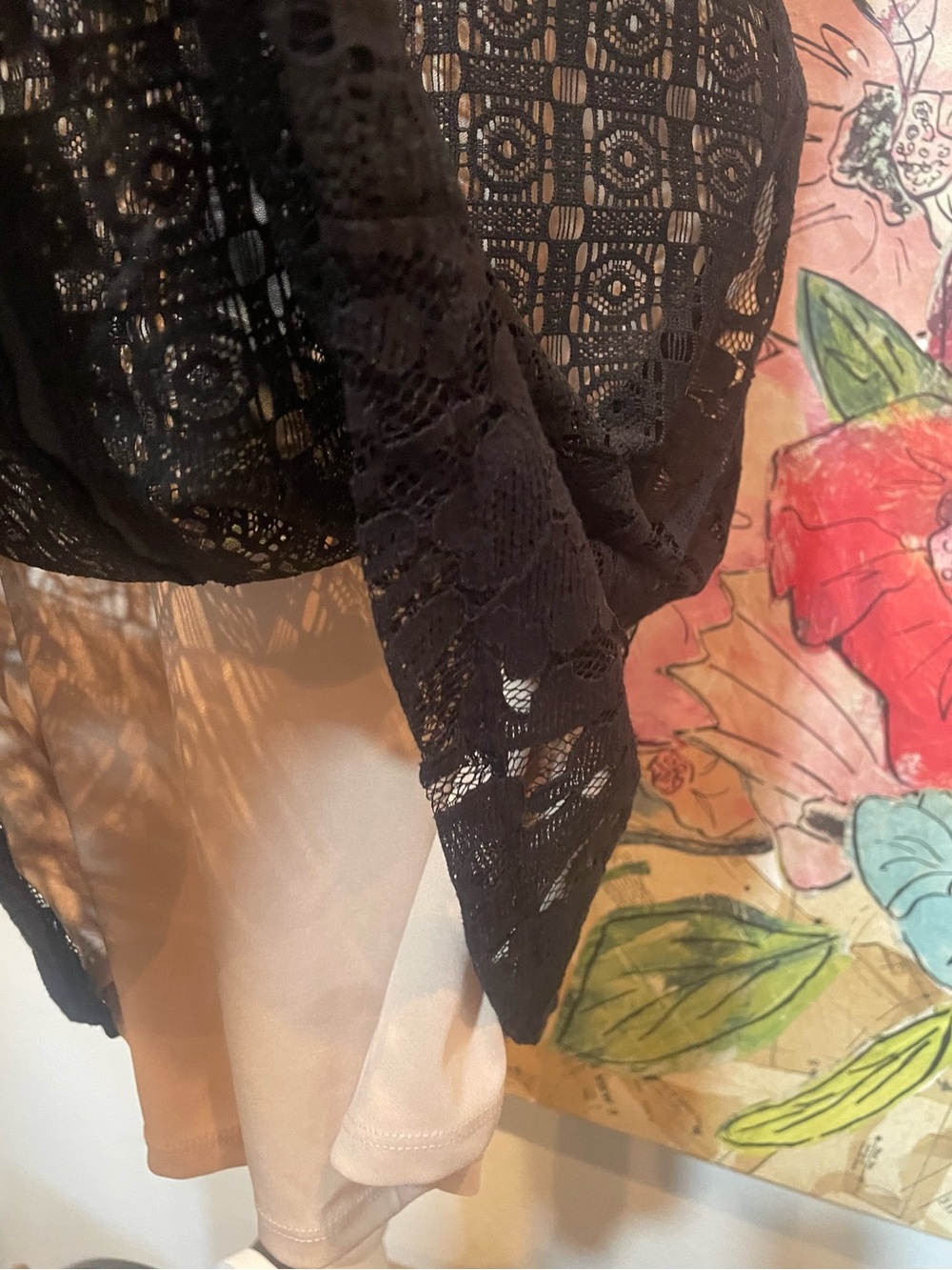 Mossimo Supply Co. Black Lace Mini Dress natural lining with Sheer Insets size L - Picture 6 of 15